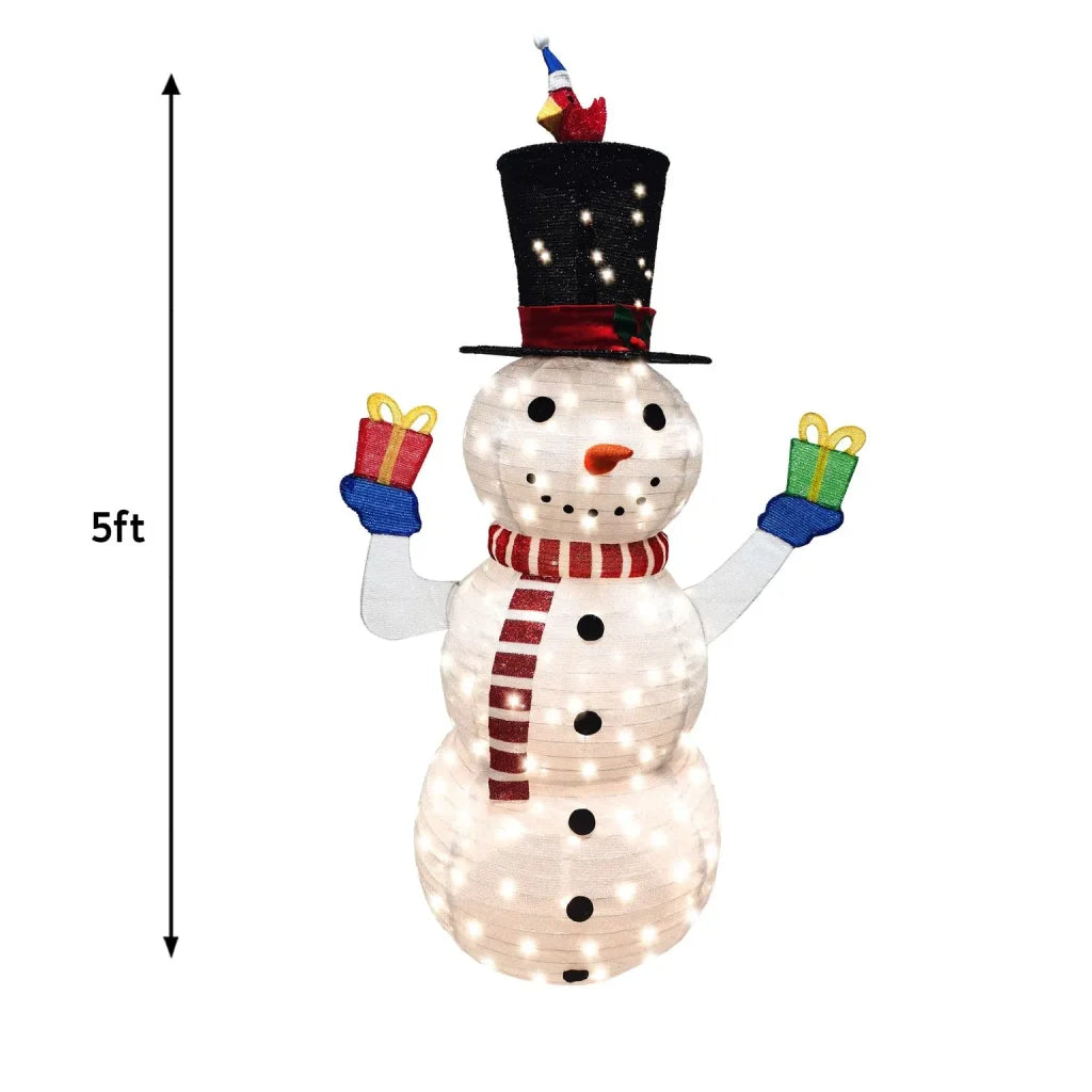 Collapsible LED Light up Snowman Decoration 5ft