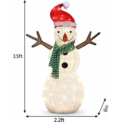 80 LED Cotton Snowman with Christmas Hat 3.5ft