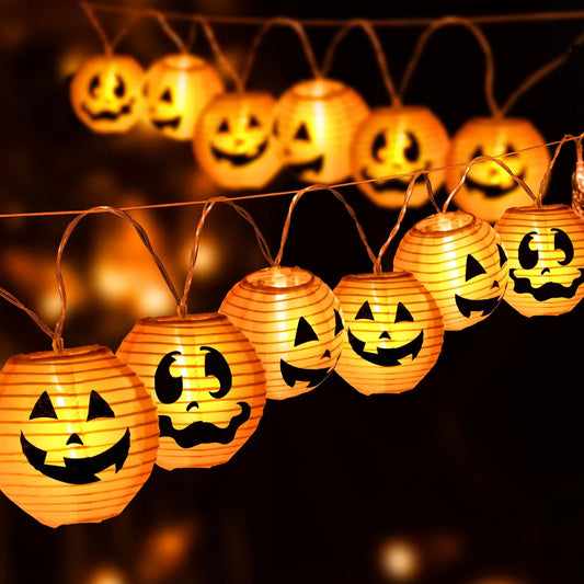 12-Count 9.84ft LED Orange Pumpkin Halloween String Lights