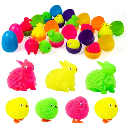 12Pcs Animal Rubber Toys Prefilled Easter Eggs 3in