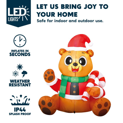 5ft LED Christmas Inflatable Teddy Bear