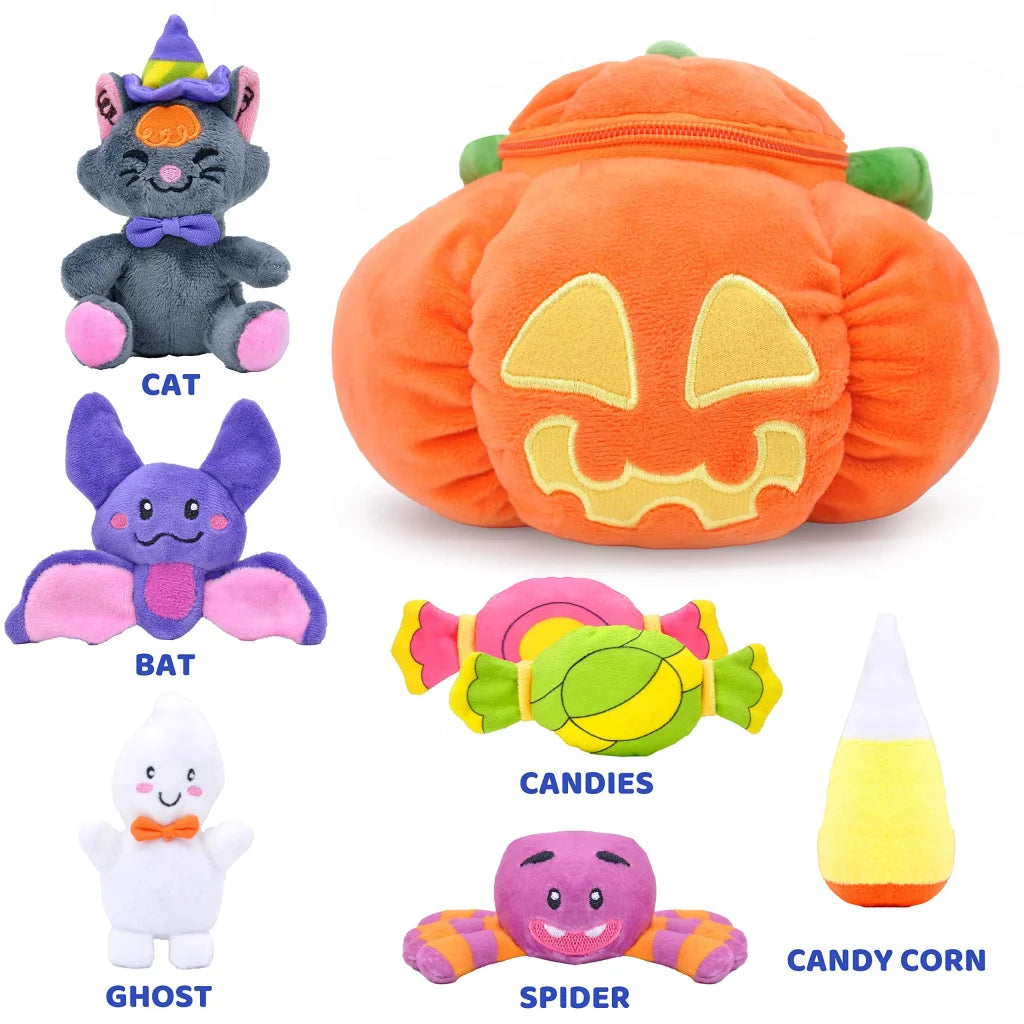 Pumpkin Baby Basket Plush Playset for Halloween