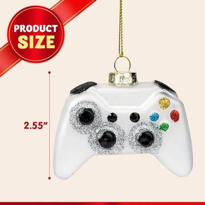 White Game Controller Glass Ornament