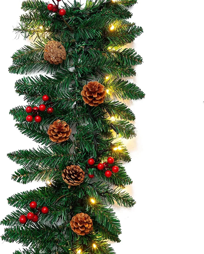 100 LED Prelit Artificial Christmas Garland 9ft