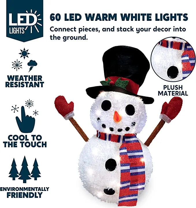 LED Collapsible Snowman Christmas Yard Light 22in