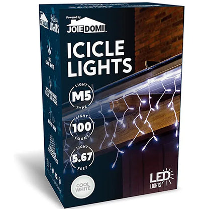 100 LED Cool White Icicle Christmas Light 5.67ft