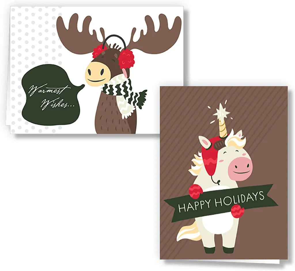 72pcs Cute Animal Christmas Greeting Cards