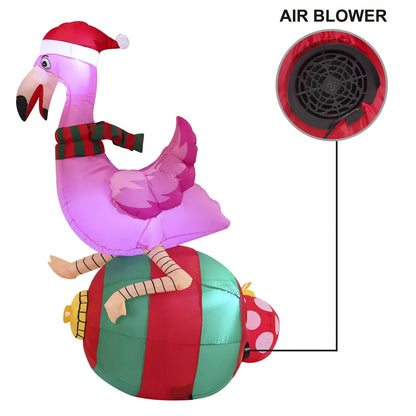 6ft Christmas Inflatable Flamingo on Ornament