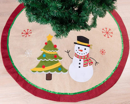 Santa Sleigh Burlap Christmas Tree Skirt 48in