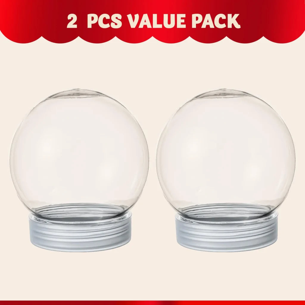 2Pcs DIY 4in (10cm) Christmas Plastic Snow Globe