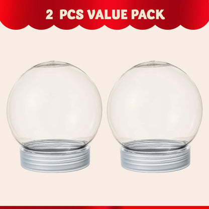 2Pcs DIY 4in (10cm) Christmas Plastic Snow Globe