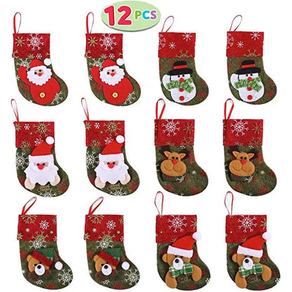 12pcs 3D Mini Christmas Stockings Decoration