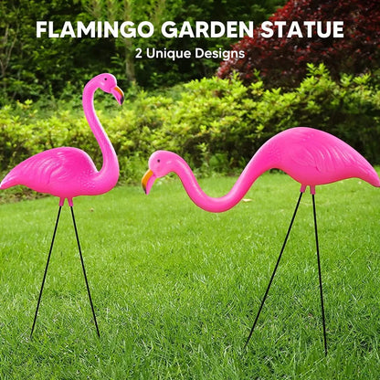 Small Pink Flamingo Yard Ornament, Set 6