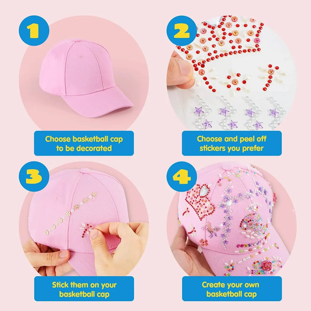 Decorate Your Own Baseball Cap with 7 Gems Stickers