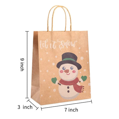 24pcs Creamy Kraft Character Christmas Gift Bags