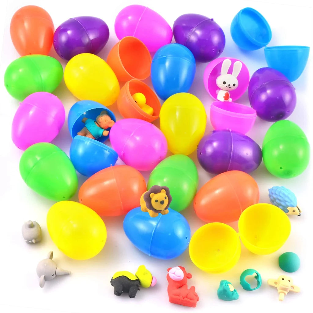 24Pcs Animal Themed Erasers Prefilled Easter Eggs