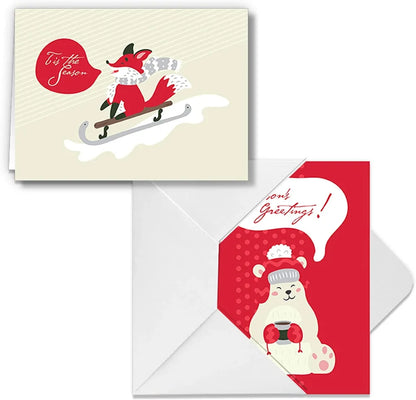 72pcs Cute Animal Christmas Greeting Cards