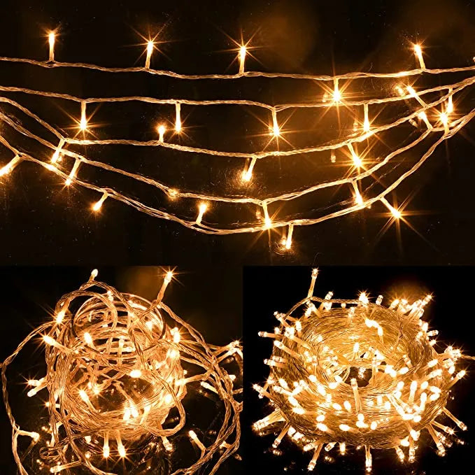 500 LED Warm White Clear Wire String Lights 8 Modes174.2ft