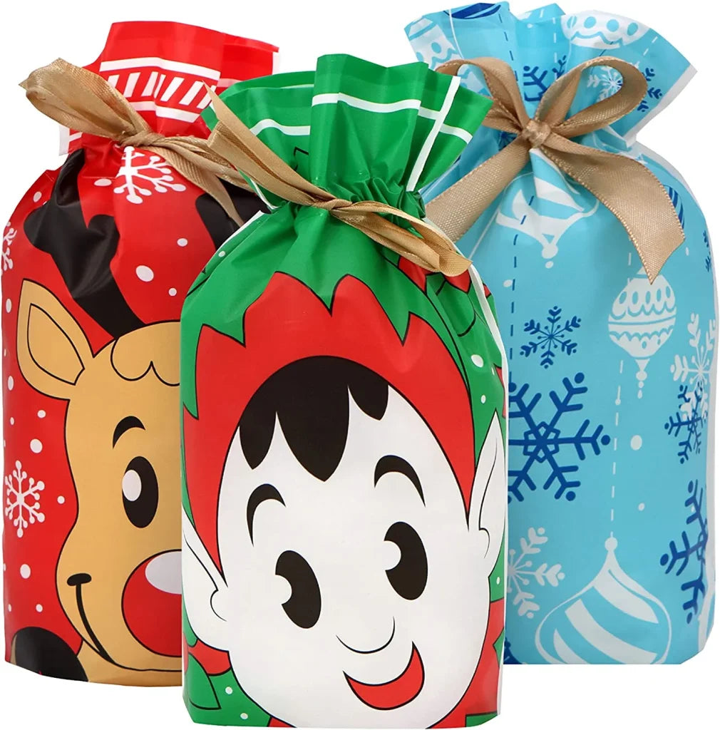 60pcs Plastic Drawstring Christmas Gift Bags