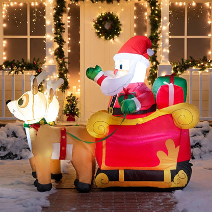 6ft Inflatable LED Santa on Sleigh Decoration