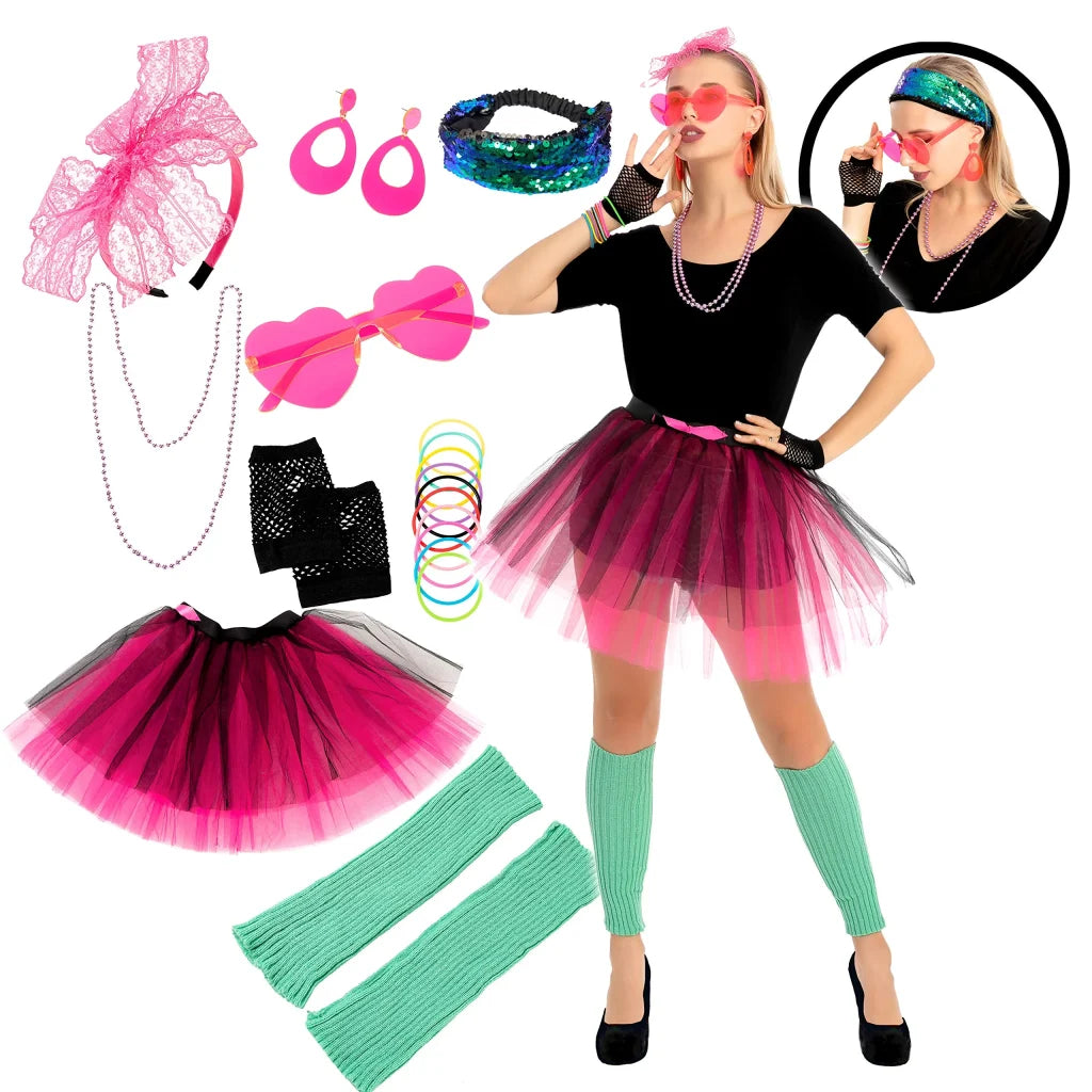 9pcs 80s Costume Accessories Set