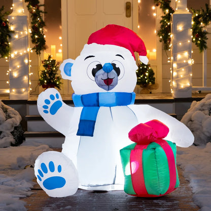 4ft LED Inflatable Polar Bear Christmas Yard Decorations