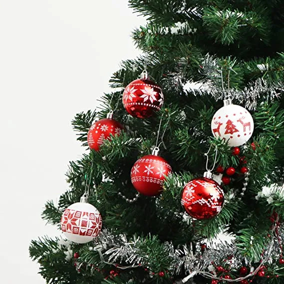 30pcs Red and White Christmas Ball Ornaments