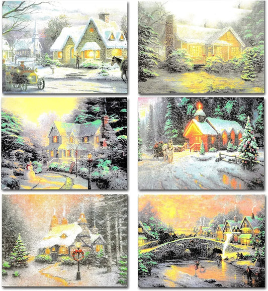 72pcs Snowy Town Christmas Greeting Cards