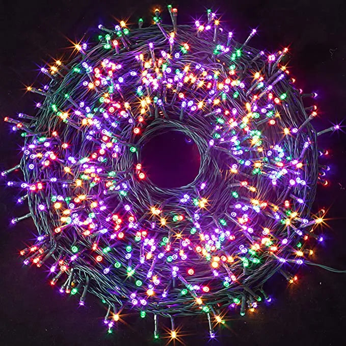 1000 LED Multicolor Green Wire String Lights