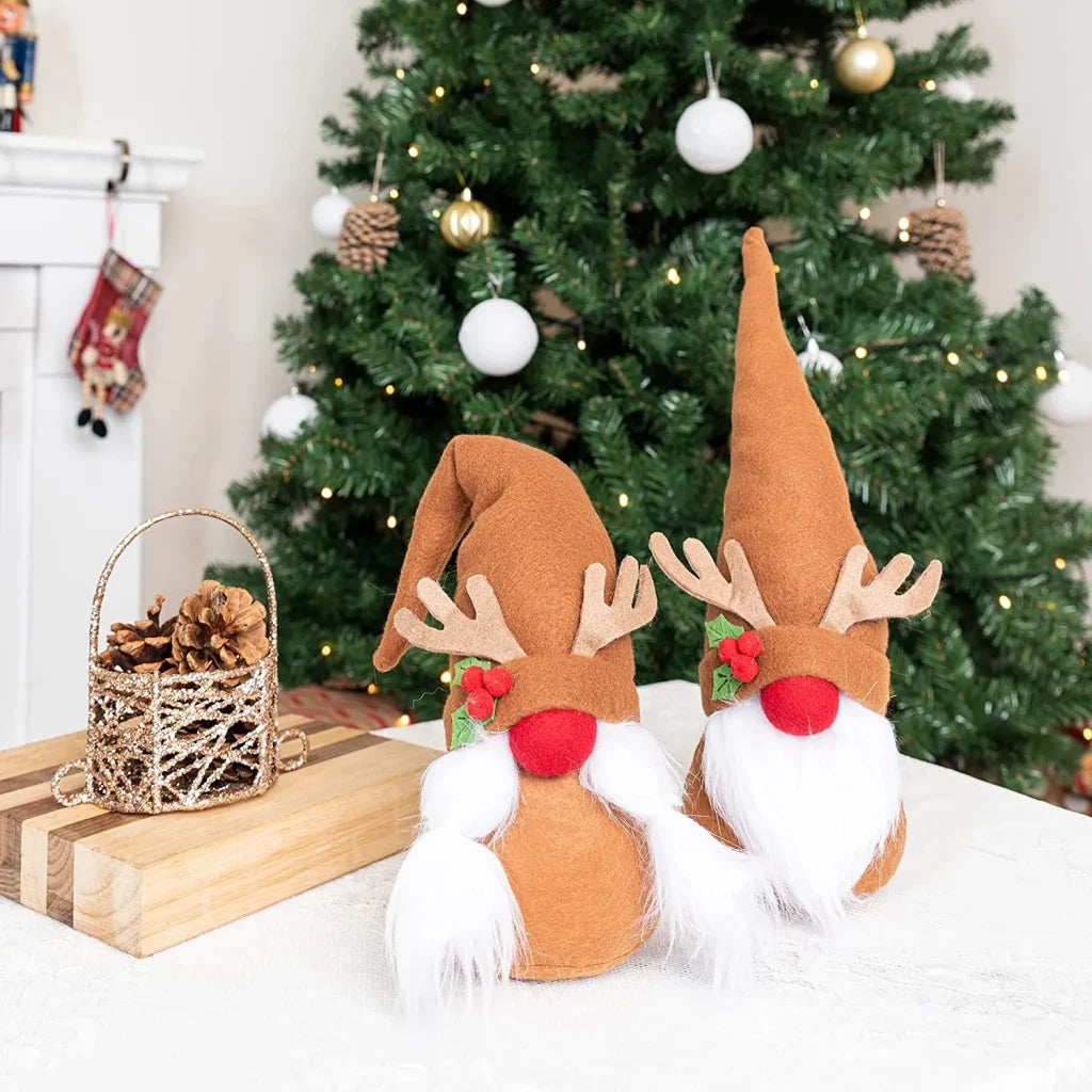 2pcs Reindeer Plush Gnome Ornament Decoration 12in