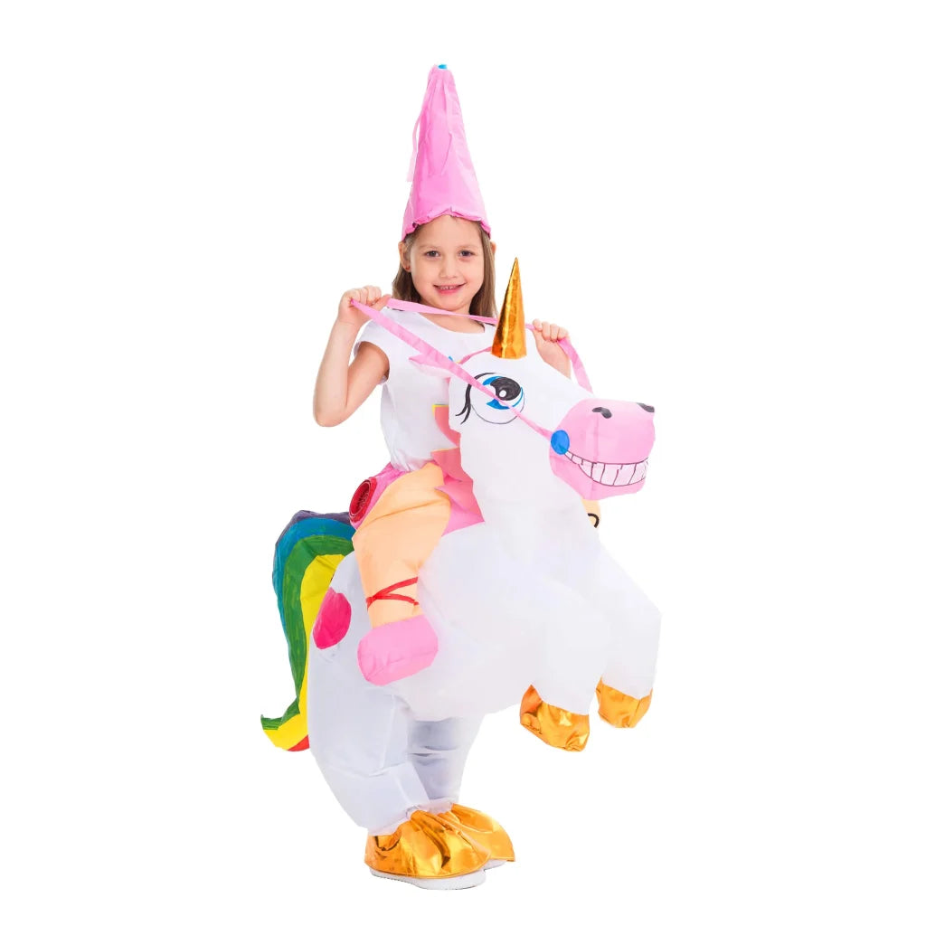 Kids Blow Up Unicorn Riding Costume