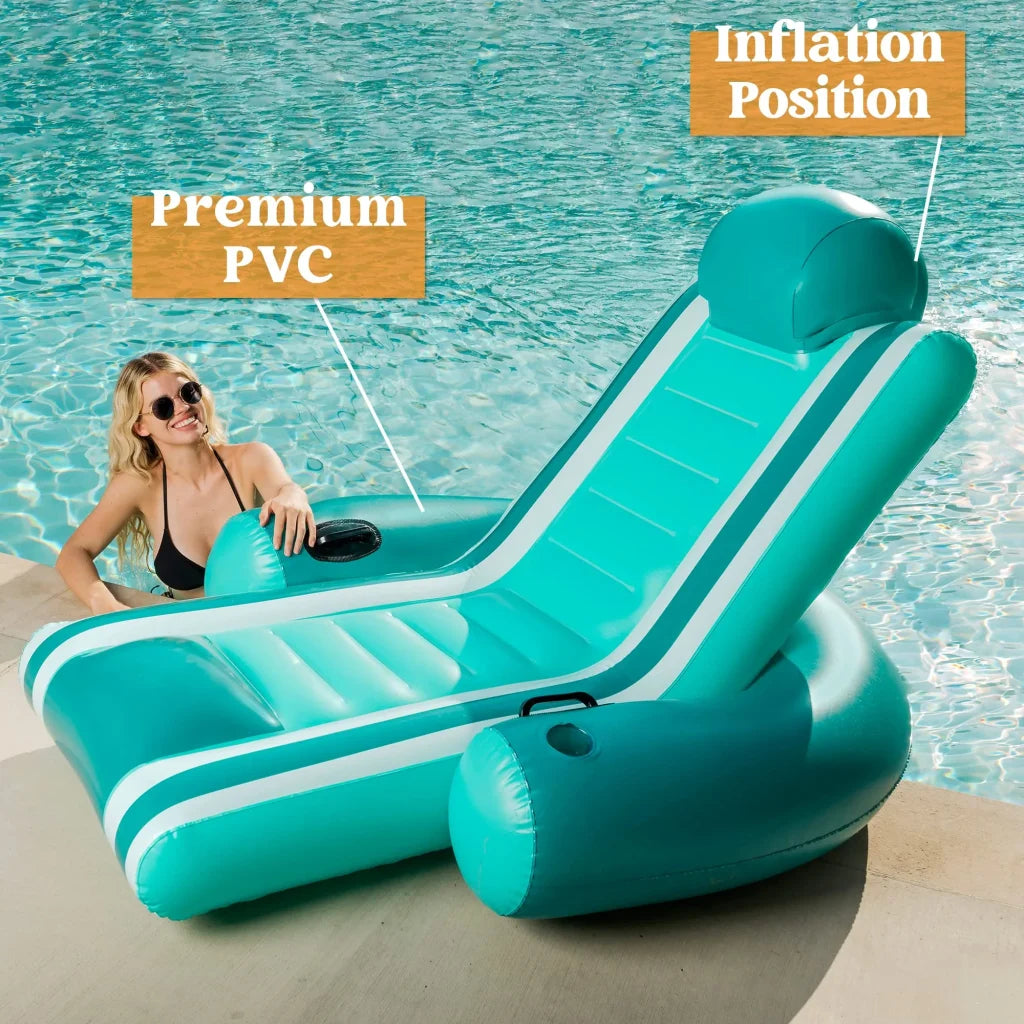 Teal Inflatable Pool Float Recliner Lounger