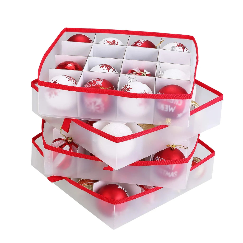 Red Plastic Ornament Storage Box