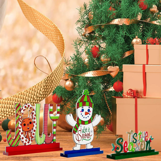 6pcs Christmas Wooden Tabletop Centerpiece Signs