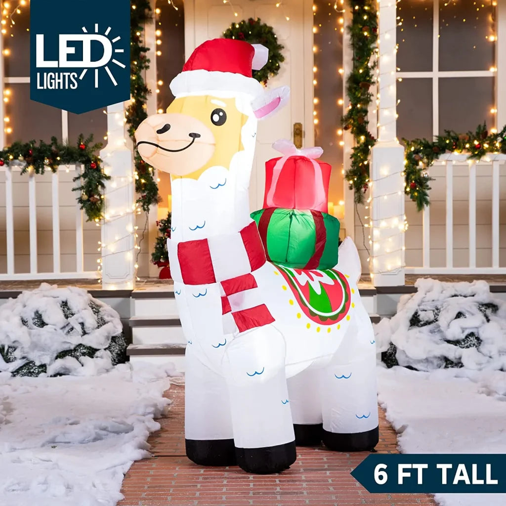 6ft Inflatable LED Christmas Llama with Gifts