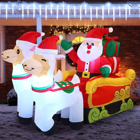 6ft LED Santa on Llama Sleigh Inflatable