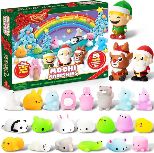 24Pcs Soft and Yielding Toys with Christmas 24 Days Countdown Advent Calendar