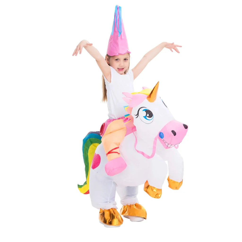 Kids Blow Up Unicorn Riding Costume