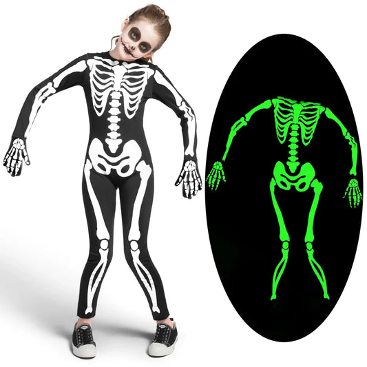 Unisex Kids Skeleton Glow in the Dark Costume